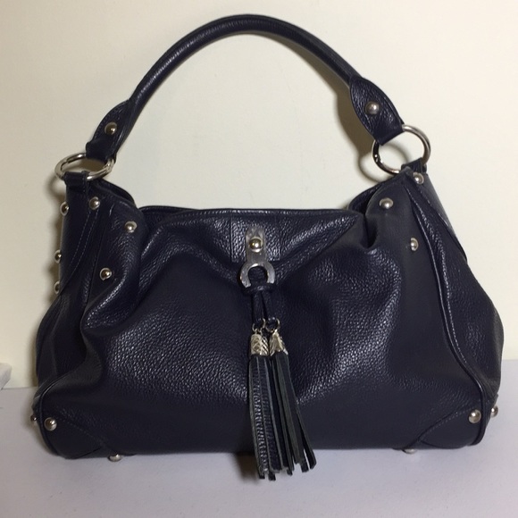 Basler Handbags - Basier blue leather shoulder bag